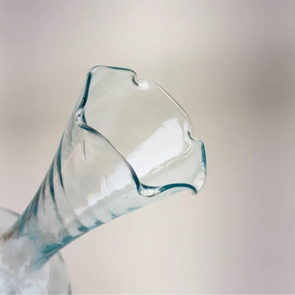 Vintage Turquoise Swirl Glass Vase